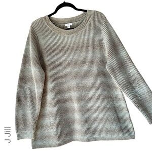 J JILL | NWOT COTTON BLEND OMBRÉ CREW NECK SWEATER SEA GLASS | EXTRA LARGE